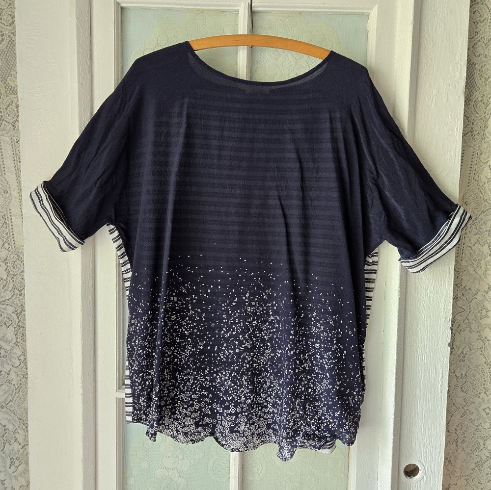 Riani Navy Stripe & Dot Lightweight Blouse Top – Women’s 14